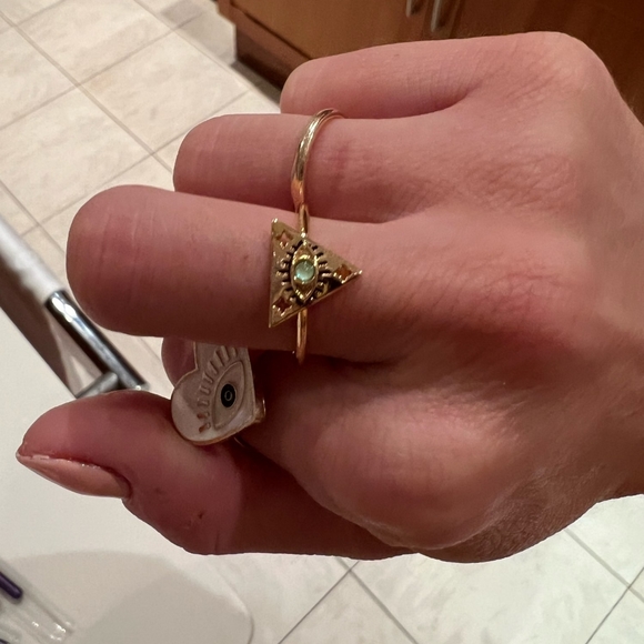 NEW Evil Eye 18k Gold Plated SS Moonstone Ring Sizes 6-8 - Picture 9 of 15